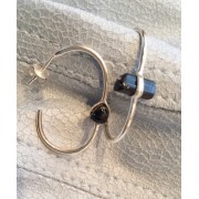 699 boucles d'oreilles anneaux tourmaline noire argent sterling 